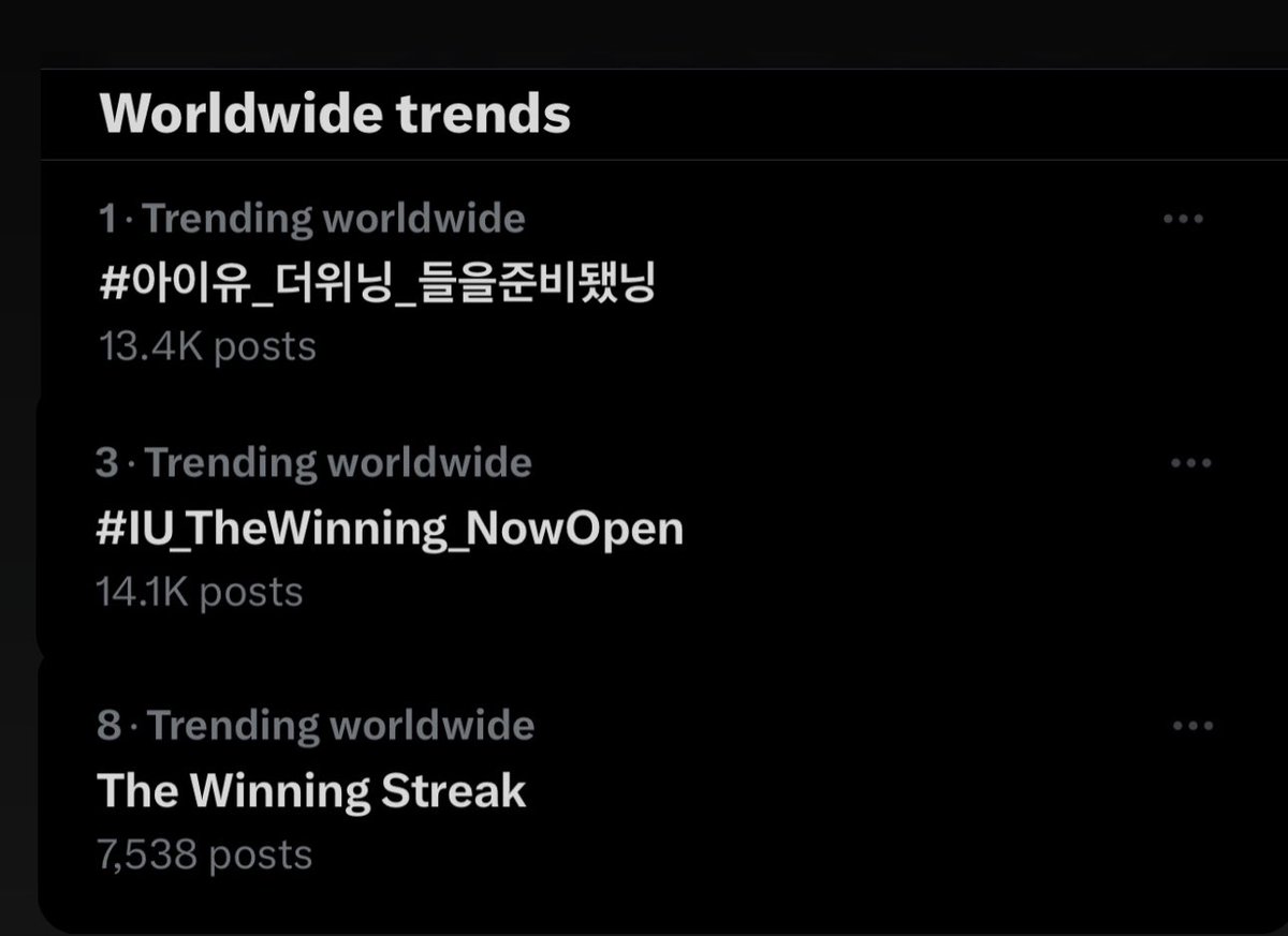 IUvotingstream's tweet photo. We are trending!!!🔥🔥🔥

IU ON THE WINNING STREAK
#아이유_더위닝_들을준비됐닝
#IU_TheWinning_NowOpen 

Vamos! We are winning 💪🏻
@_IUofficial #아이유 https://t.co/qG5ojRCzHE