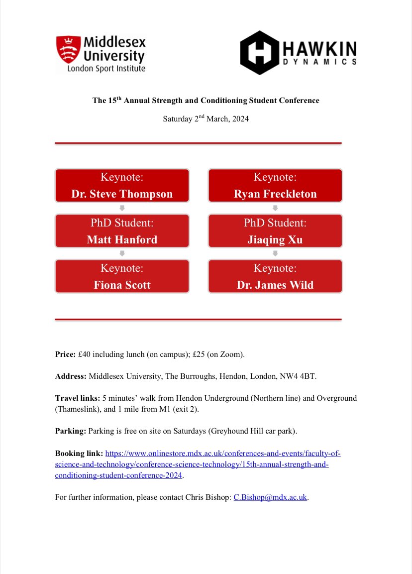 DrChrisBishop's tweet photo. 🗣️ Still some places available for the 15th Annual Strength &amp; Conditioning Student Conference (not just for students), on Saturday 2nd March. 

🤝 Great to be teaming up with @HawkinDynamics again for this event. 

🔗 Book your spot here: https://t.co/BqTIyQ5G07. https://t.co/Z1urkG4Bue