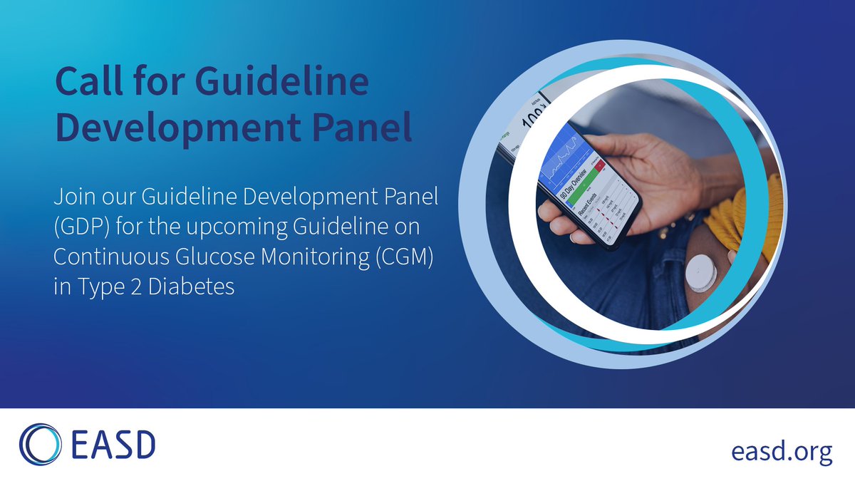 Open call to join our #Guideline Development Panel on Continuous Glucose Monitoring in Type 2 Diabetes!
This is a great opportunity for professional development, networking within the <a href="/EASDnews/">EASD</a> community and a chance to impact the field of #diabetes care.
easd.org/guidelines.html