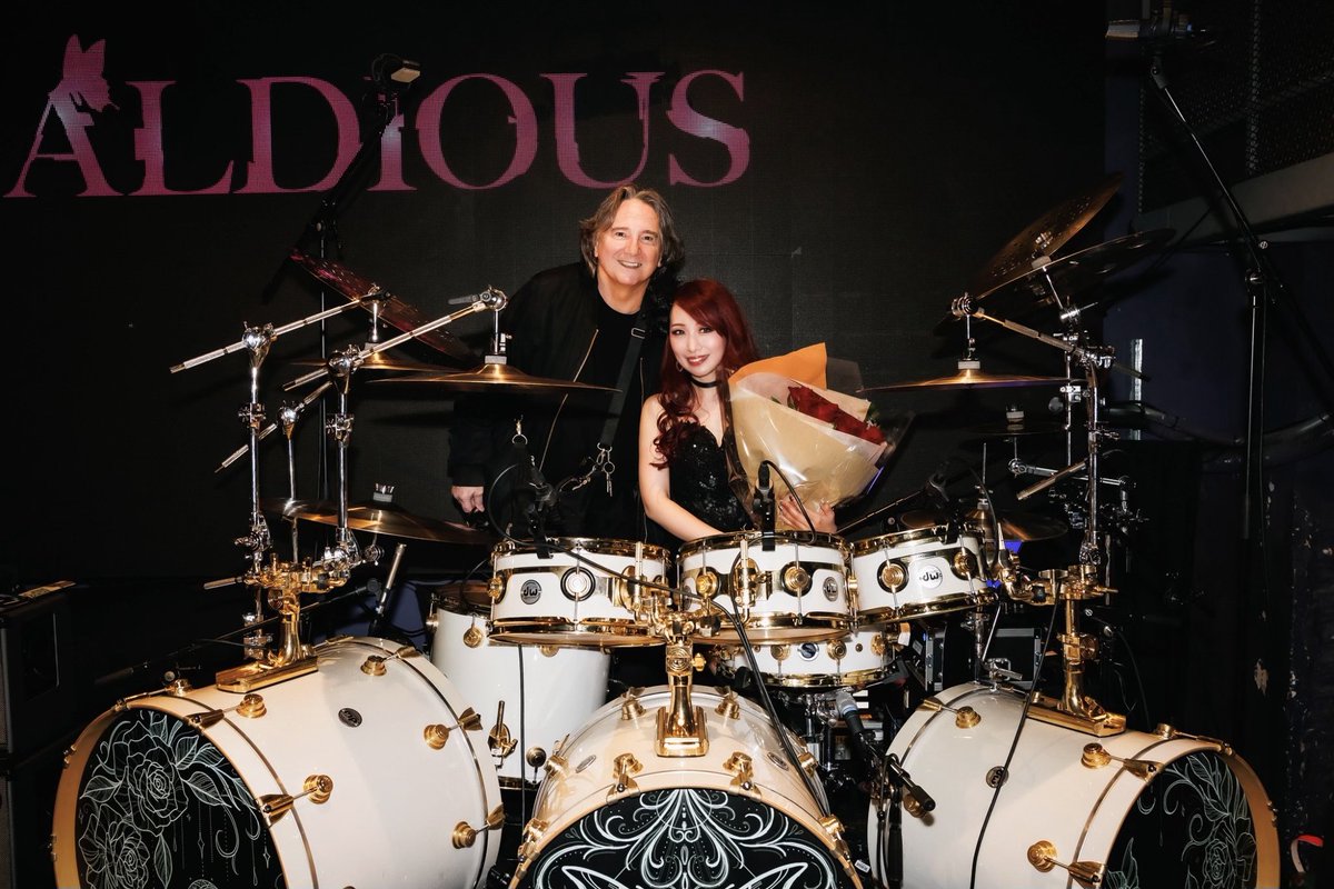 Here’s Marina &amp; me at her kit before her last gig with Aldious. It was called ‘ Eternal Gratitude ‘ in Tokyo. 
She played great &amp; will be playing again after taking some time to relax and heal. Please keep supporting her!