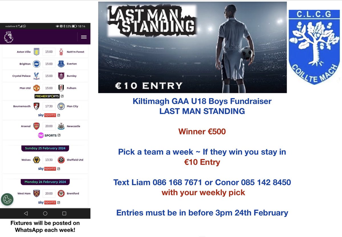 Support our Minor Boys fundraiser “Last man Standing” 🔵⚪️🔵⚪️