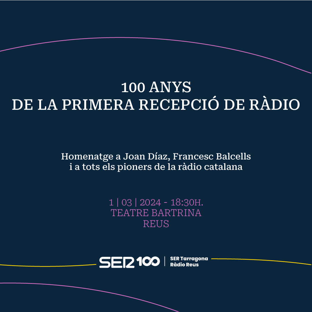 SER_TgnReus's tweet photo. 🎙📻 Commemorem els 100 anys de la primera recepció de ràdio a les comarques de #Tarragona amb un acte d'homenatge

🗓 Us esperem el proper dia 1 de març a les 18'30h al @BartrinaTeatre de #Reus 

❗Més informació 👇

https://t.co/JMDAOviy3v https://t.co/8pswCNYFLI