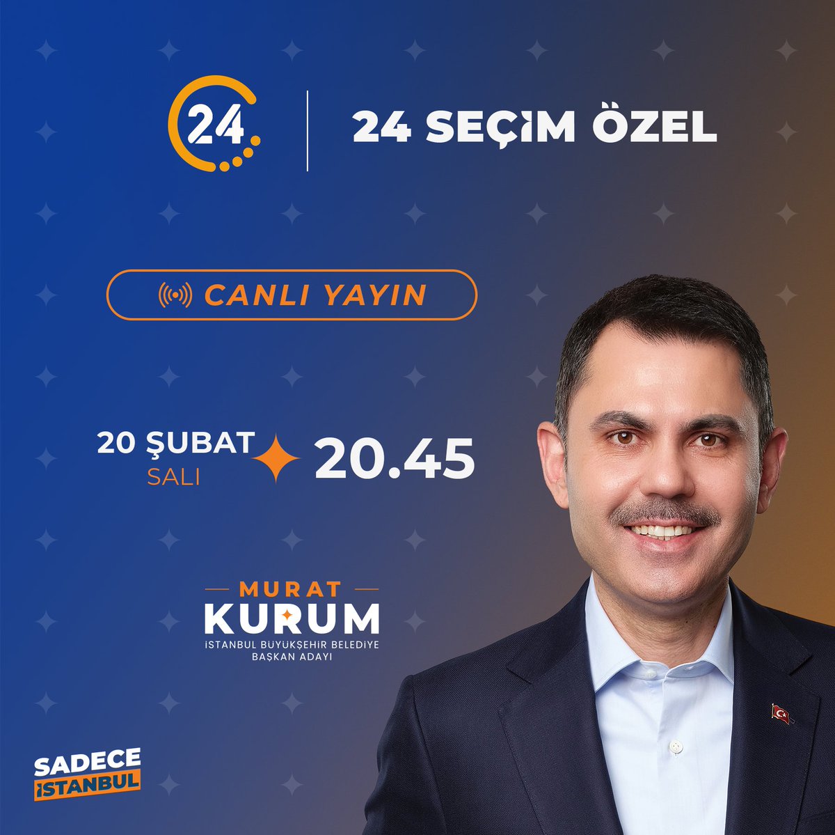 murat_kurum's tweet photo. Bu akşam Kanal 24 ekranlarına konuk oluyorum. İstanbul’umuz için yapacaklarımızı konuşacağız. Hepinizi ekran başına bekliyorum. https://t.co/ZAY5lgW7vL