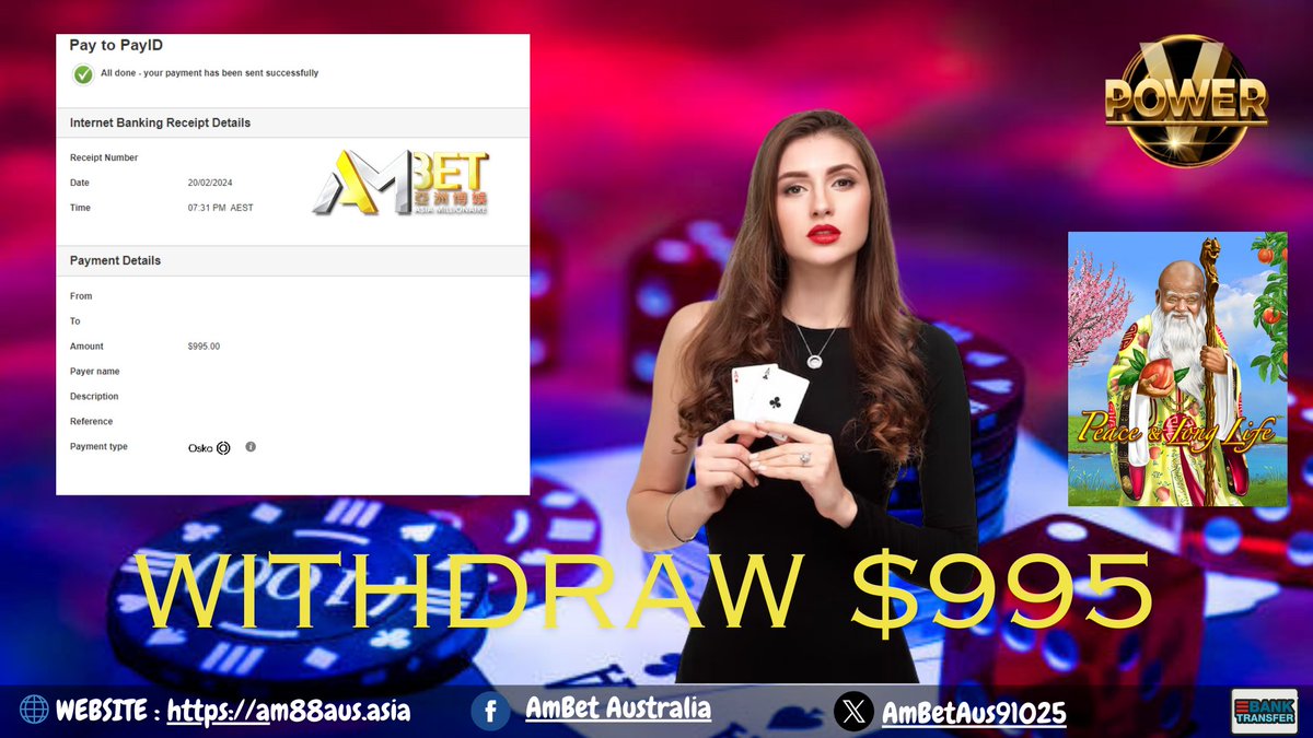 AmbetAus91025's tweet photo. 🇦🇺 AmBet *Asia Millionaire Factory*🇦🇺

🎮 Product – V-Power
🎯 Game Tip - Peace Of Long Life
🎲 Deposit - ₹30
💰 Big Win - ₹995.00

🌐 WEBSITE    : https://t.co/9TODb0x1vL
🌐Telegram Channel https://t.co/VUgay5yYIe
🌐Facebook Page https://t.co/VkBBYbQFpF https://t.co/iJ78rbswOj