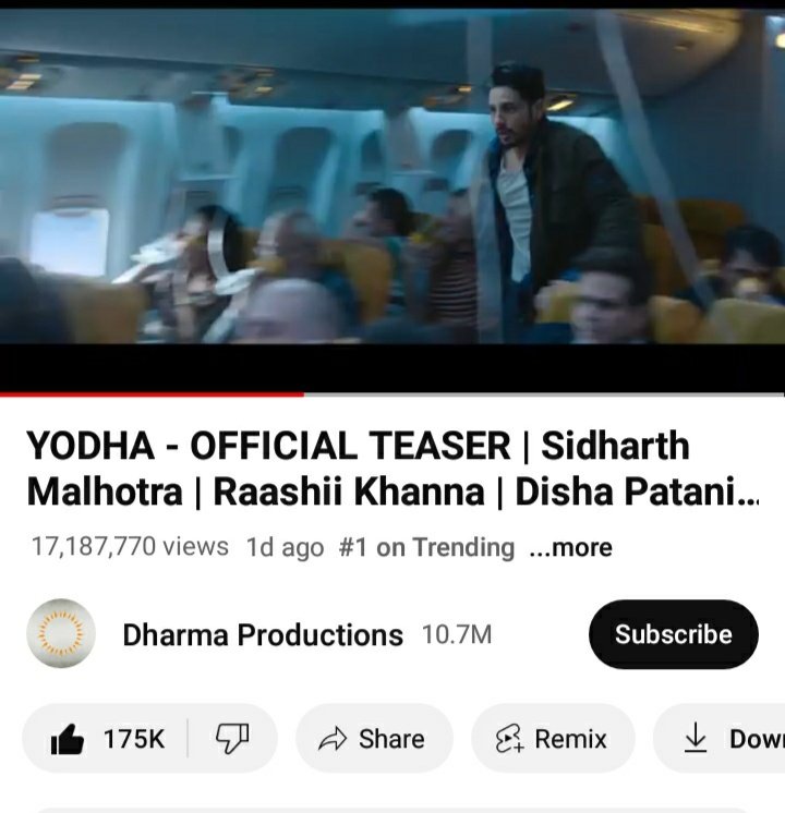 #YodhaTeaser on trending number 1 woww🔥🤩💥💪🏻
@SidMalhotra #SidharthMalhotra 
#yodha