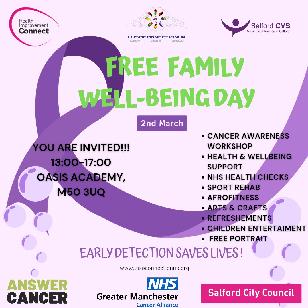 Join us for a  fun filled  well-being day to raise  cancer awareness.
Find out how to being  body vigilant can help spot early signs of disease and save lives.
A wealth of health information, children entertainment, and refreshements provided.
FREE Child portrait <a href="/WingyuYeungArt/">WingyuYeungArt</a>
