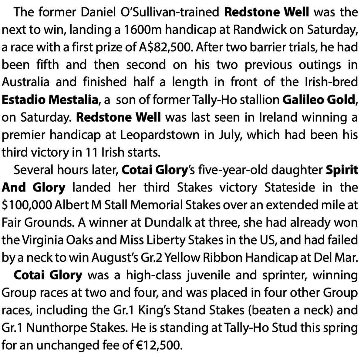 COTAI GLORY on a roll! Read more on Cotai Glory's international run @bloodstocknews