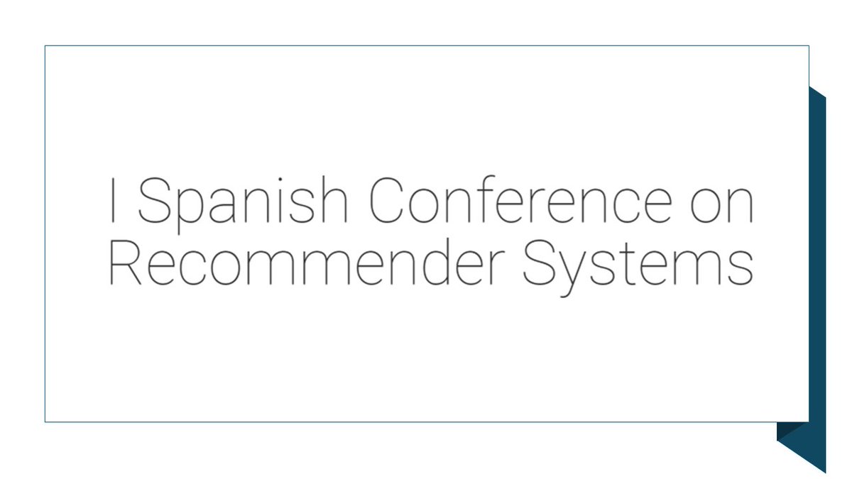 The Spanish Conference on Recommender Systems (SISREC) is the national forum support by the Spanish Research Network on recommender systems (ELIGE-IA). 

caepia24.aepia.org/sisrec.html