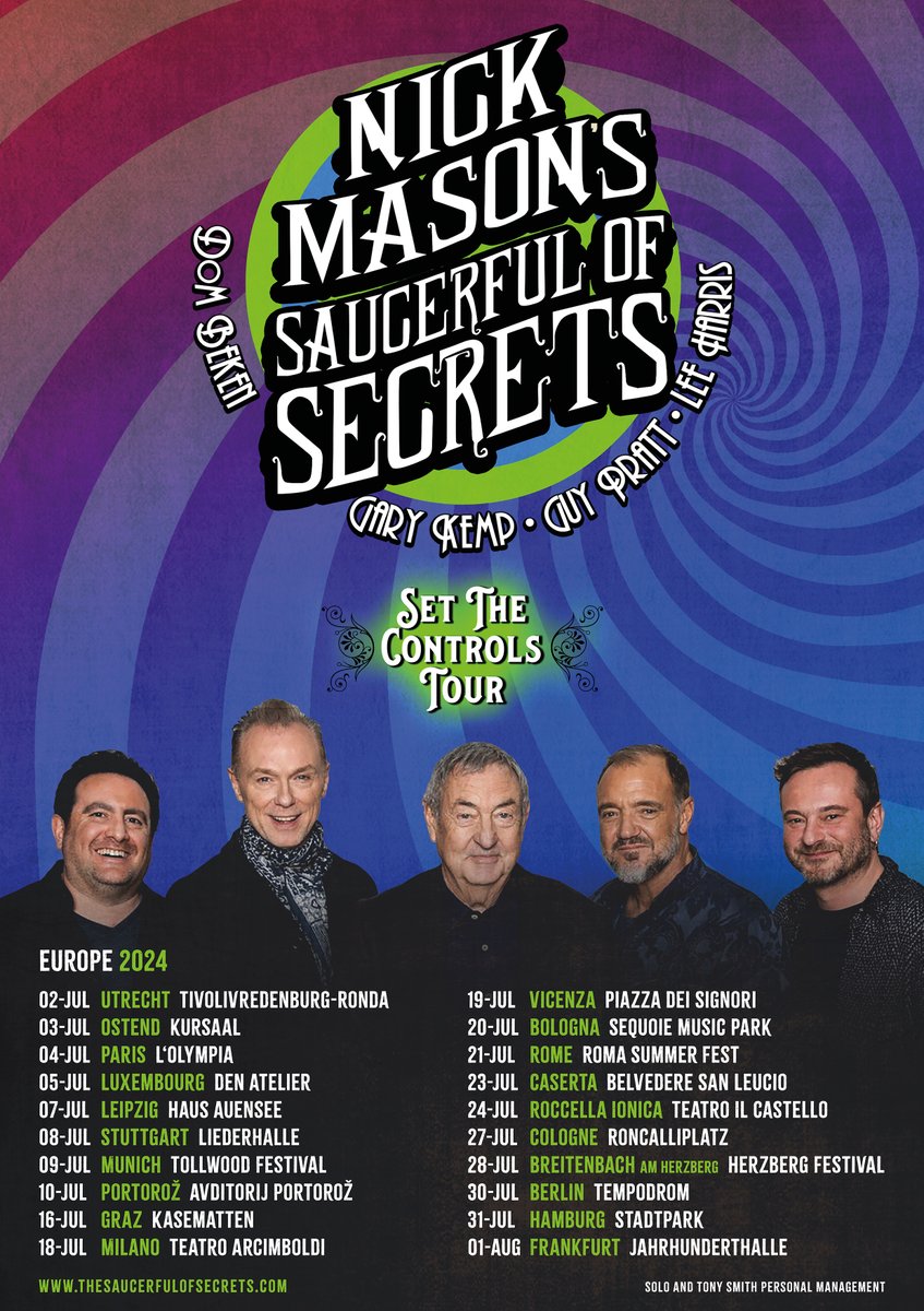 Europe: do you want some more #SaucerfulOfSecrets shows? Oh, alright then...here's another 13, in Germany, Austria, Luxembourg, France, Belgium, The Netherlands & Slovenia! Tickets on general sale Friday at 10am CET. Which are you getting tickets for? TheSaucerfulOfSecrets.com