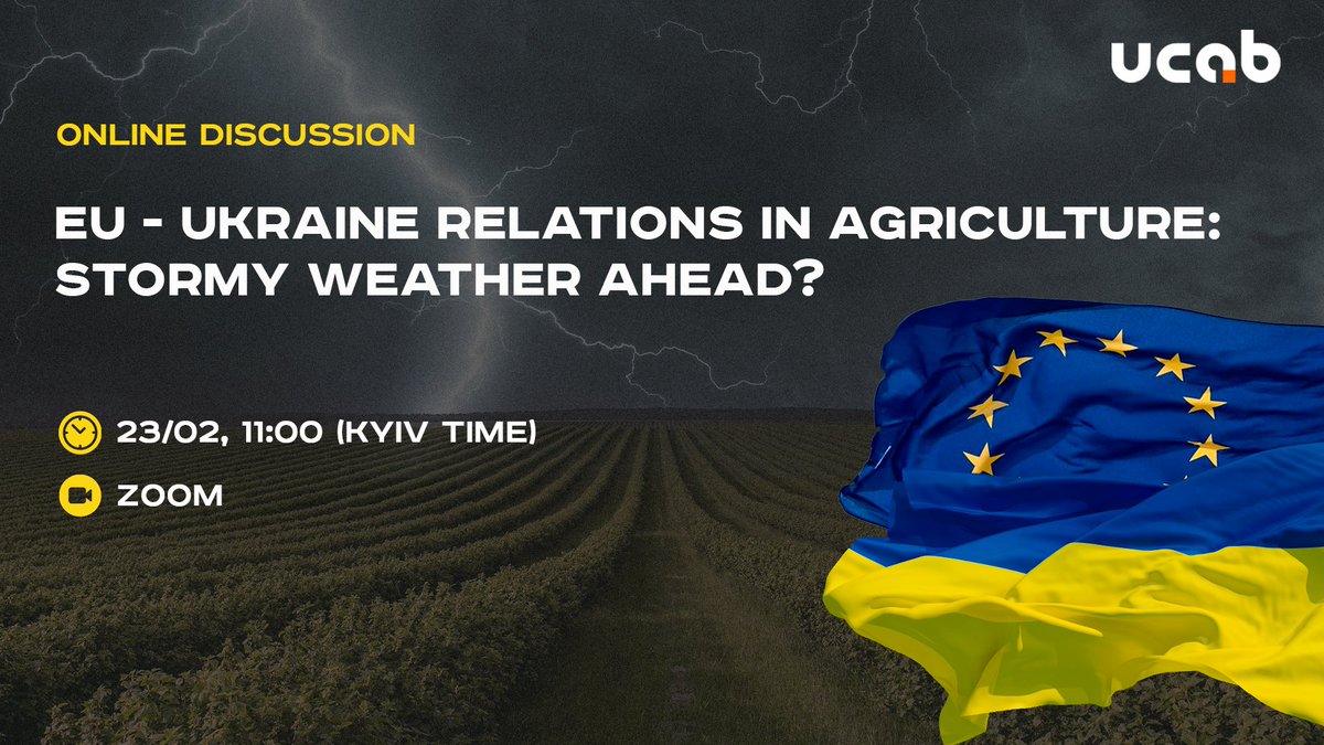 🔈 Ukrainian Agribusiness Club organizes an online “fireside chat” discussion “EU - Ukraine relations in agriculture: stormy weather ahead?”. Access is free of charge: forms.gle/joCadryMooj848…