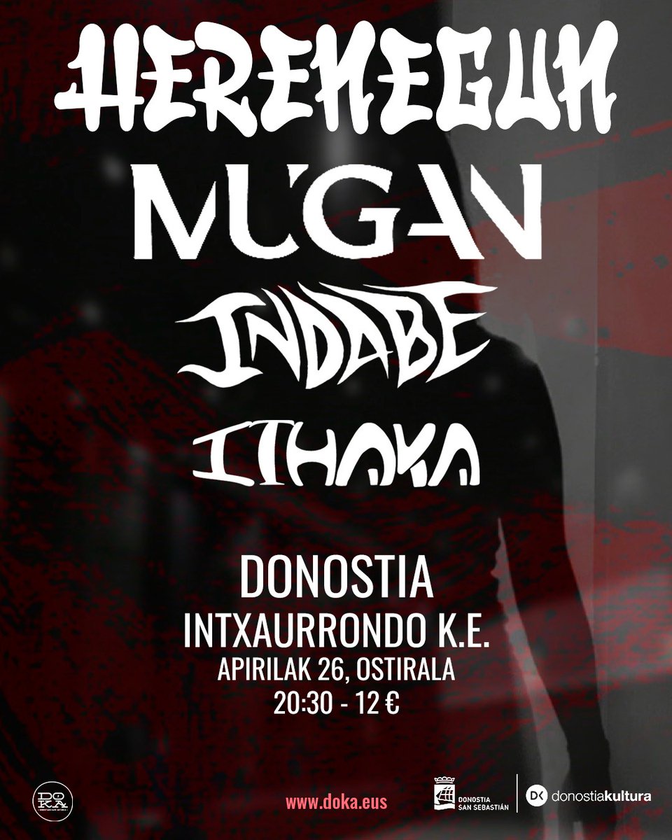 💥DATA BERRIA!!!💥
<a href="/herenegun/">Herenegun</a> <a href="/INDABETALDEA/">NDB</a> <a href="/ithakataldea/">ithaka</a>

Abenduan bertan behera geratu zitzaizkigun kontzertuak Intxaurrondon emango ditugu. 

(Herenegun&amp;Mugan kontzerturako erosi ziren sarrerak mantentzen dira, bueltatzeko aukerarekin.)

Sarrera gehiago salgai👇🏻
<a href="/DokaAntzokia/">Doka Kafe Antzokia</a>