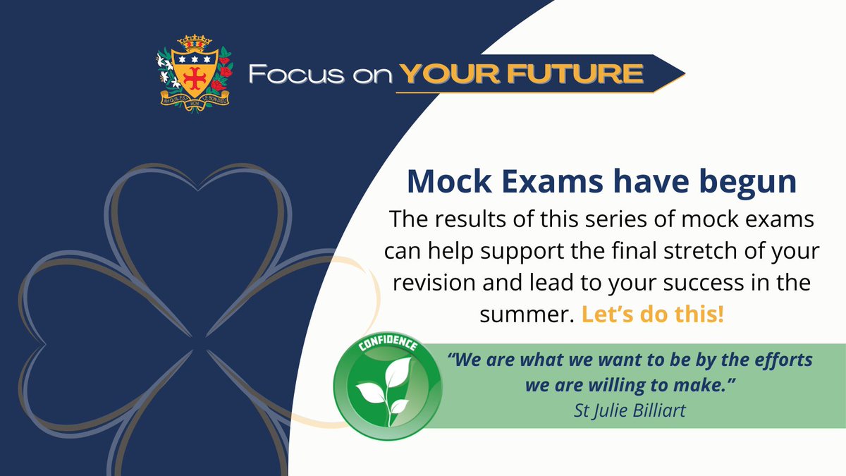 We'd like to wish our #Year11 and #Year13 students the best of luck in their second series of #MockExaminations, starting today. Our mock examinations will be conducted under examination conditions to #prepare our students for the summer. #FocusonYourFuture #GCSE #ALevel