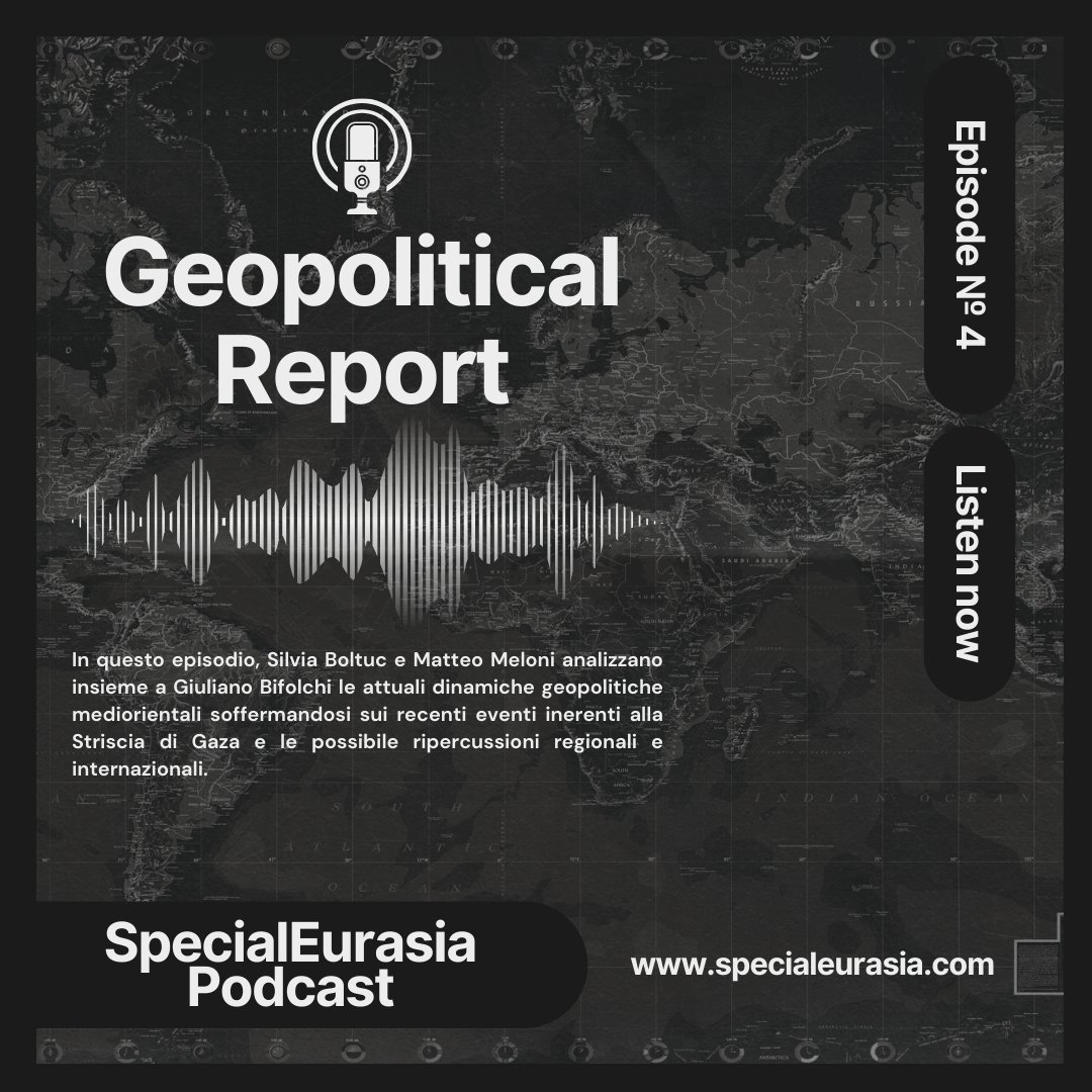 SpecialEurasia's tweet photo. Ep. 4 – Matteo Meloni @melonimatteo  e Silvia Boltuc @SilviaBoltuc discutono la Geopolitica del Conflitto Israelo-Palestinese 
Tag: #SpecialEurasia #MiddleEast #Israel #Palestine #Gaza #geopolitics #security #podcast 
https://t.co/Mgvjp0Zhm9 https://t.co/UvrJ2yjbcd