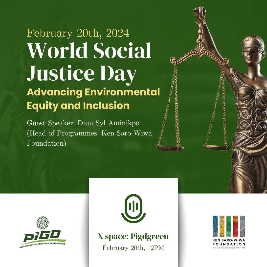 Pigdgreen's tweet photo. Imagine a world where everyone has access to clean water, air, and energy. Let's make climate justice a reality
#ClimateJustice #WorldDayofSocialJustice #environmentaljustice 
Click the link to join our live webinar to celebrate World day of Social Justice
https://t.co/rbdQt4O7c9 https://t.co/3DxfNP6LPl