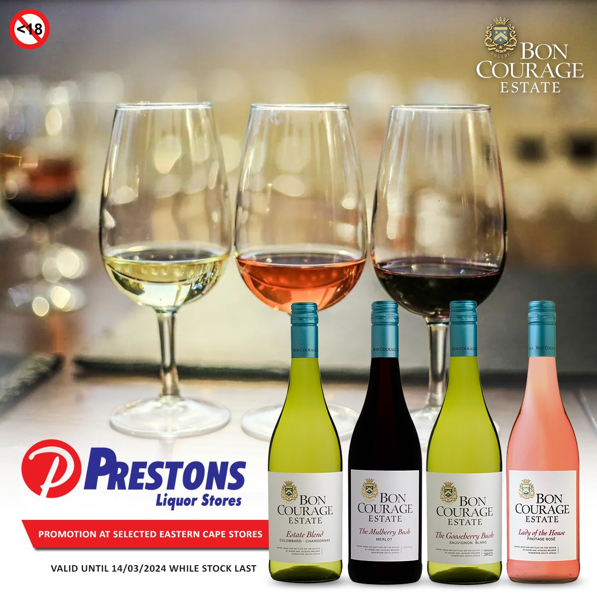📍PRESTONS LIQUOR STORES PROMOTION !! 🎉🍷🛒 👉(selected Eastern Cape Stores) 🍷Estate Blend ~ Unwooded Chardonnay 🍷The Mulberry Bush ~ Merlot 🍷Gooseberry Bush ~ Sauvignon Blanc 🍷Lady of the House ~ Pinotage Rosé T&C's Apply Valid until 14 March 2024 #boncourage #excep ...