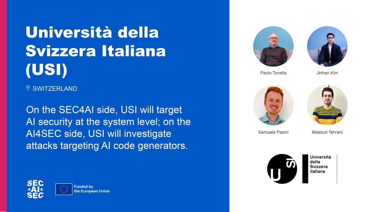 📣 Meet the #Sec4AI4Sec project consortium!

📌 Today - USI  -Università della Svizzera italiana: with its prestigious status as one of the twelve certified public universities in Switzerland and an integral part of Swiss Universities, USI stands out with its dynamic Faculty of