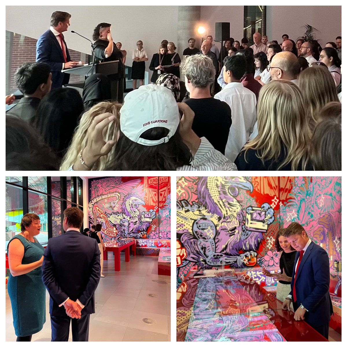 Bumper crowd for launch of @scigallerymel #NotNatural exhibition blending #art #science to explore the way #technology & #humanintervention is reshaping our world. Congrats to all involved - great example of what can be achieved when #artists #researchers #curators come together.
