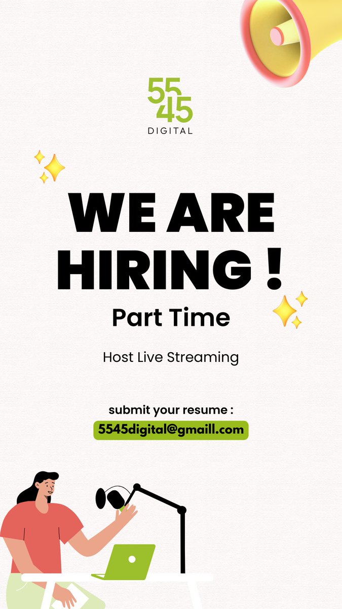 mariamgdlenaaa's tweet photo. Yuk yg mau penghasilan tambahan! 
Open loker Host Live Streaming! 
Kualifikasi : 
1. Pede di depan kamera 
2. Berpenampilan menarik 
3. Bisa public speaking 
Dm / Send CV to 5545digital@gmail.com 
#lokerjakbar #openloker #lokerjakarta #loker2024 #lokerparttime https://t.co/zAuxwBxqdq