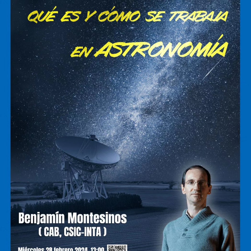 El próximo 28/02 estaremos por la conferencia de Benjamín Montesinos organizada para el proyecto de AyS "De Madrid al Cielo" (tendrán preferencia de asistencia sus miembros en caso de llenar aforo). Os invitamos a todos a acudir, será en el Aula Magna de la ETSIAE