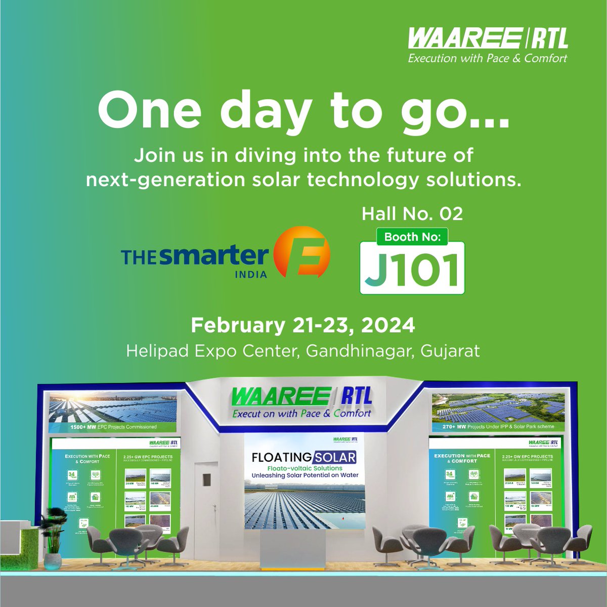 Get ready to embark on a journey towards a brighter future Visit us at booth J-101, Hall No. 2, The Smarter E India Expo 2024 in Gandhinagar, from February 21st to 23rd. Discover one stop for all solar solutions and become part of a movement shaping the energy landscape🌞 
#solar