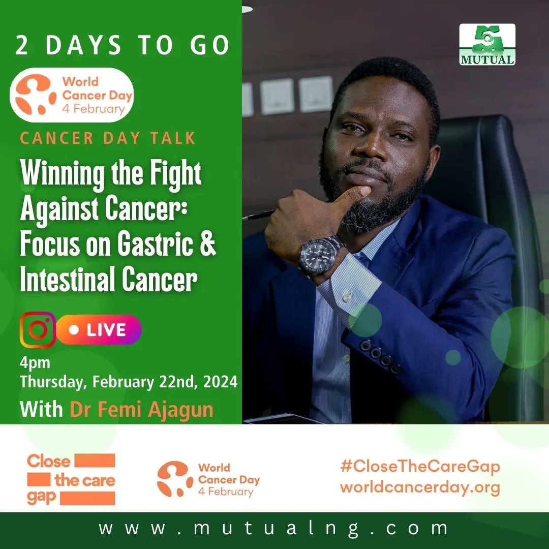 MutualPlc's tweet photo. ANTICIPATE!!! Join us as @drfemiajagun educates on Winning the Fight against Cancer LIVE on Instagram this Thursday!

#cancertalk #cancernigeria #mutualdelights #healthinsurance https://t.co/Msmqt7OjPf