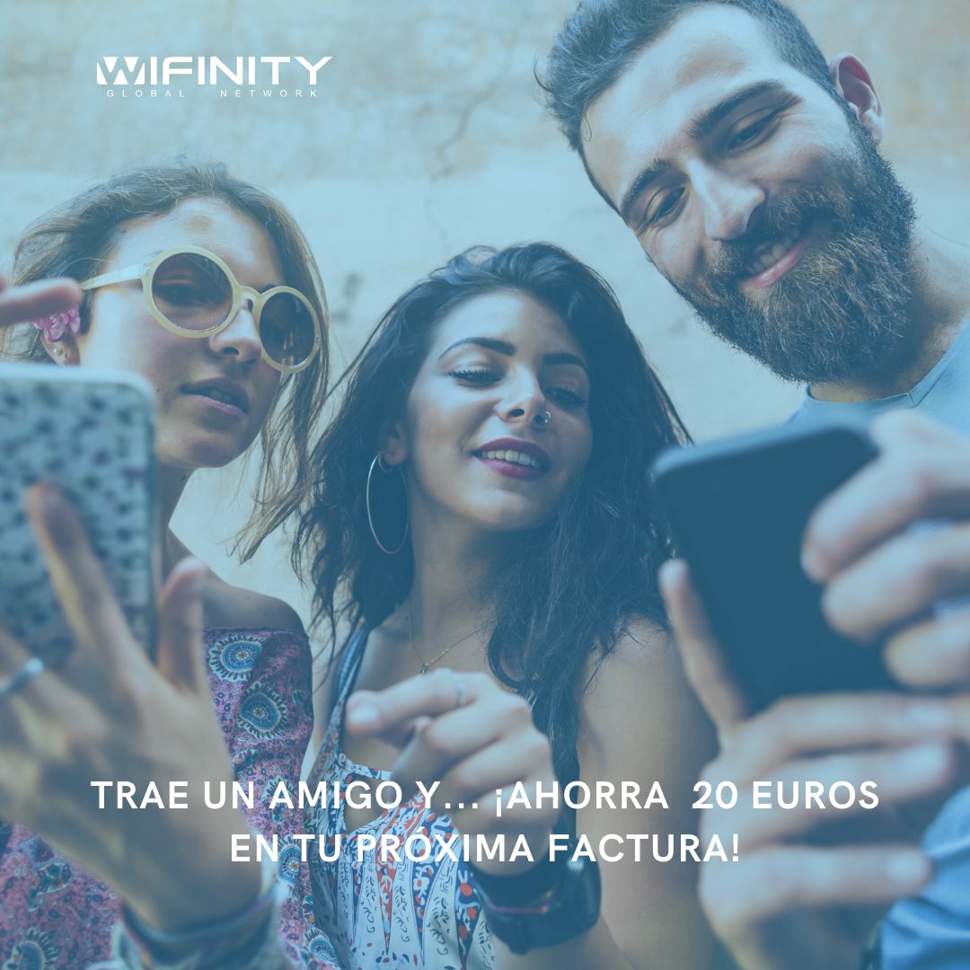 Si tienes un amigo…

¡Tienes un tesoro!

Tráelo con Wifinity y ahorrarás 20 euros en tu próxima factura.

Descubre todos los detalles en wifinity.es

📞 925 38 17 32 ✉️ info@wifinity.es

#Wifinity