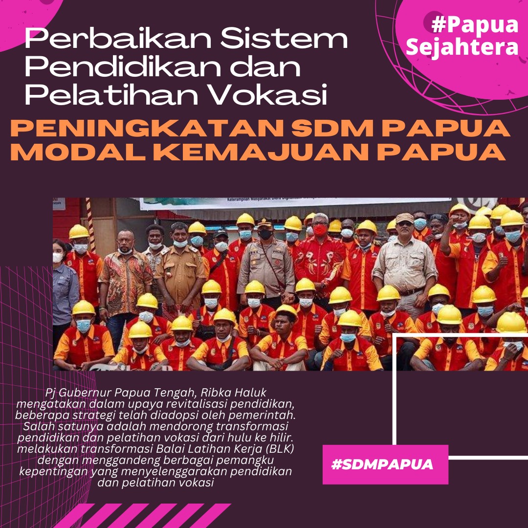 ruthesema's tweet photo. Pemerintah terus menggencarkan peningkatan Sumber Daya Manusia (SDM) Papua sebagai langkah mewujudkan kesejahteraan masyarakat Papua di masa depan. #Papua #PapuaIndonesia #SDM #SDMPapua #IndonesiaMaju #PapuaSejahtera https://t.co/0OTbW7N8oV