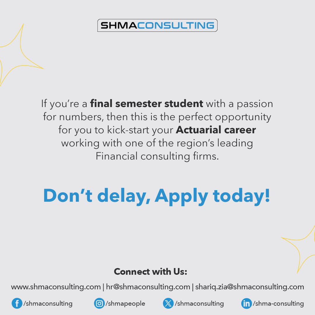 SHMAConsulting's tweet photo. Jumpstart your Actuarial career with our tailored Trainee Program! Gain hands-on experience, mentorship, and fast-track success. Don't miss this chance to join a dynamic industry. Apply now at https://t.co/2NwqkENW8j or connect at info@shmaglobal.com https://t.co/WCyvNqKwLJ