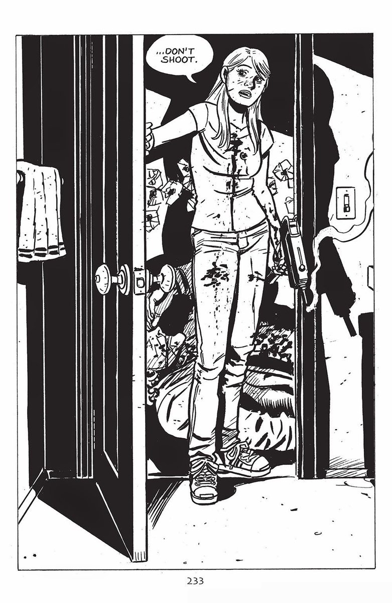 JLBroomes's tweet photo. What's a comic book panel that had a profound impact on you as a fan of the medium?

If a splash page can be counted as a big panel, this one from David Lapham's Stray Bullets: Killers (vol.8) really packs a wallop.

#DavidLapham https://t.co/Jx56HIWXUP