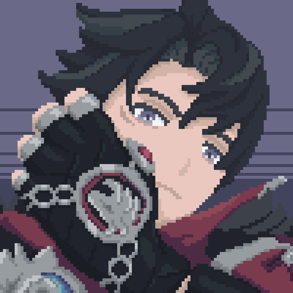Garl0m's tweet photo. Got a commission to make a Wriothesley pfp, definitely had some interesting aspects along the way, namely hue shifting and the overall colour balance, but, I'm fairly happy with how it turned out~

#pixelart #GenshinImpact #Wriothesley https://t.co/cxMZ0MRCDp
