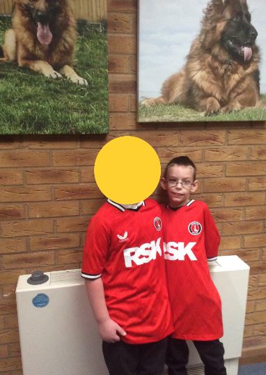 RayBates57's tweet photo. We gifted some of the little ones at school some #cafc shirts last term for their excellent progress. 
We start back at school today for a new term with our #Readingdogs #Therapydogs #Germanshepherd https://t.co/OSFNJuBWAC