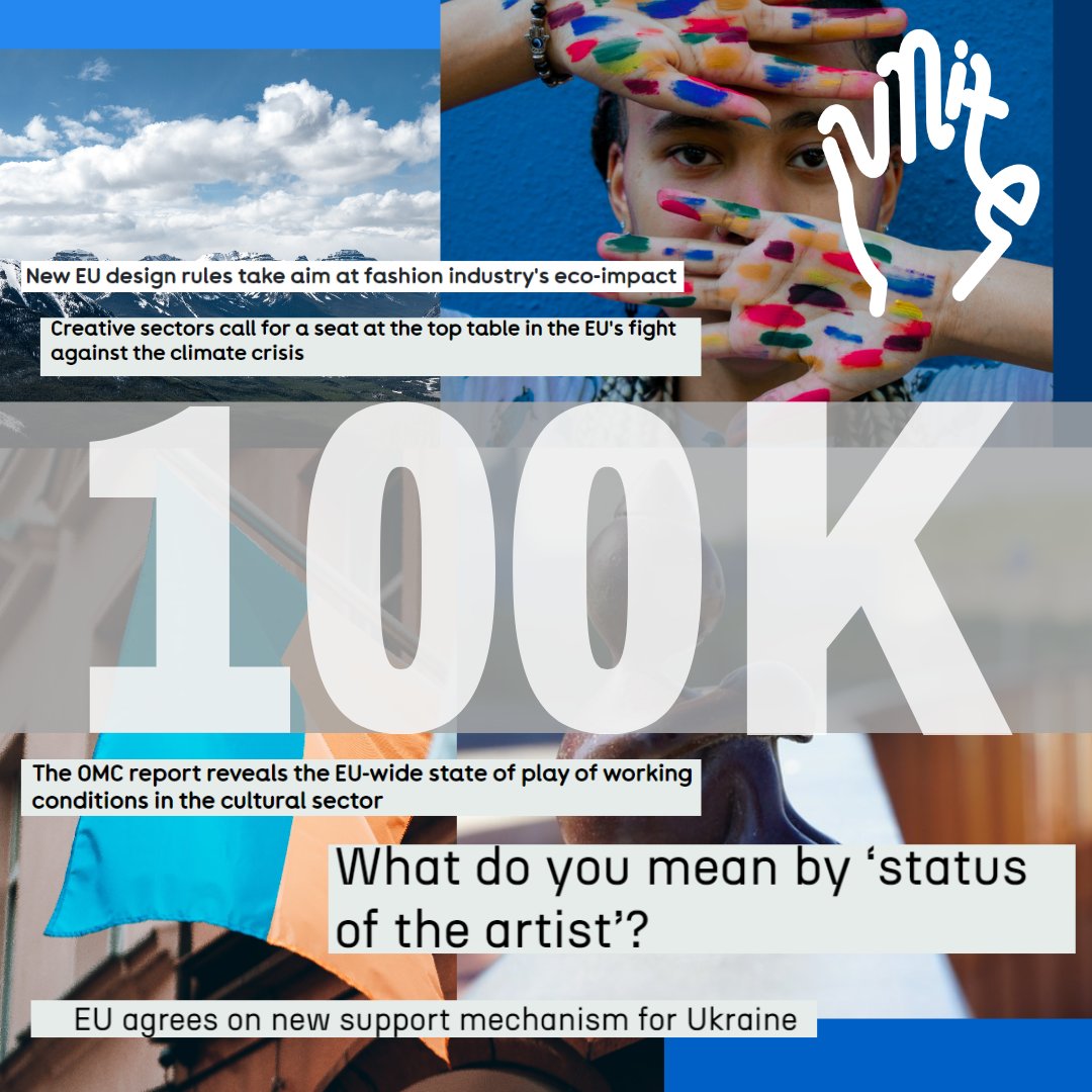 🎉CELEBRATING 100k users🎉 🔥Since the beginning of Creatives Unite 100k users have📖read our stories,💸found fundings,💡learned about intellectual property rights &🤟got closer to the cultural & creative community! 🚀Cheers to the next 100k & beyond! 👉creativesunite.eu