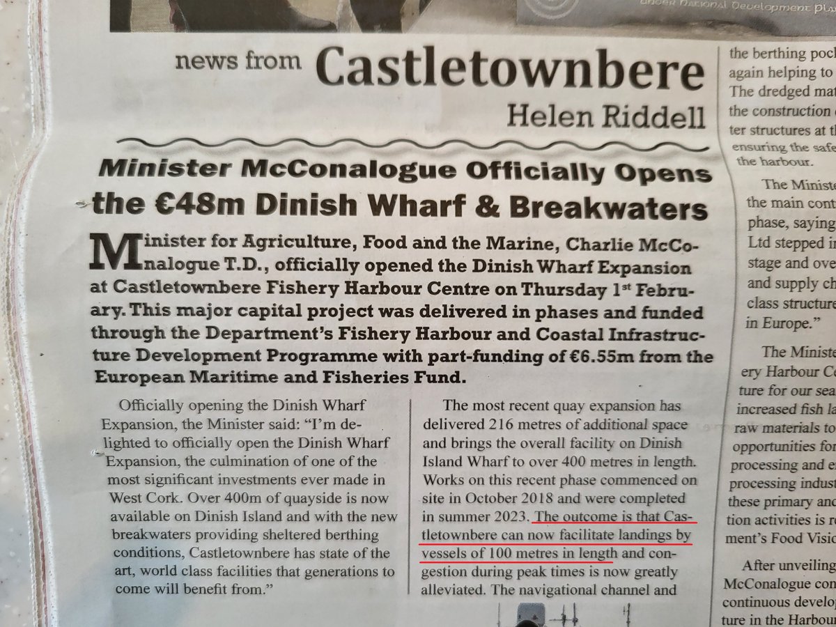 The State just spent €48 million of our money to upgrade the fishing pier at Castletownbere in West Cork to accommodate supertrawlers up to 100m in length. There is no Irish boat of this length. That money could have gone a long way to making fishing more sustainable, not less.