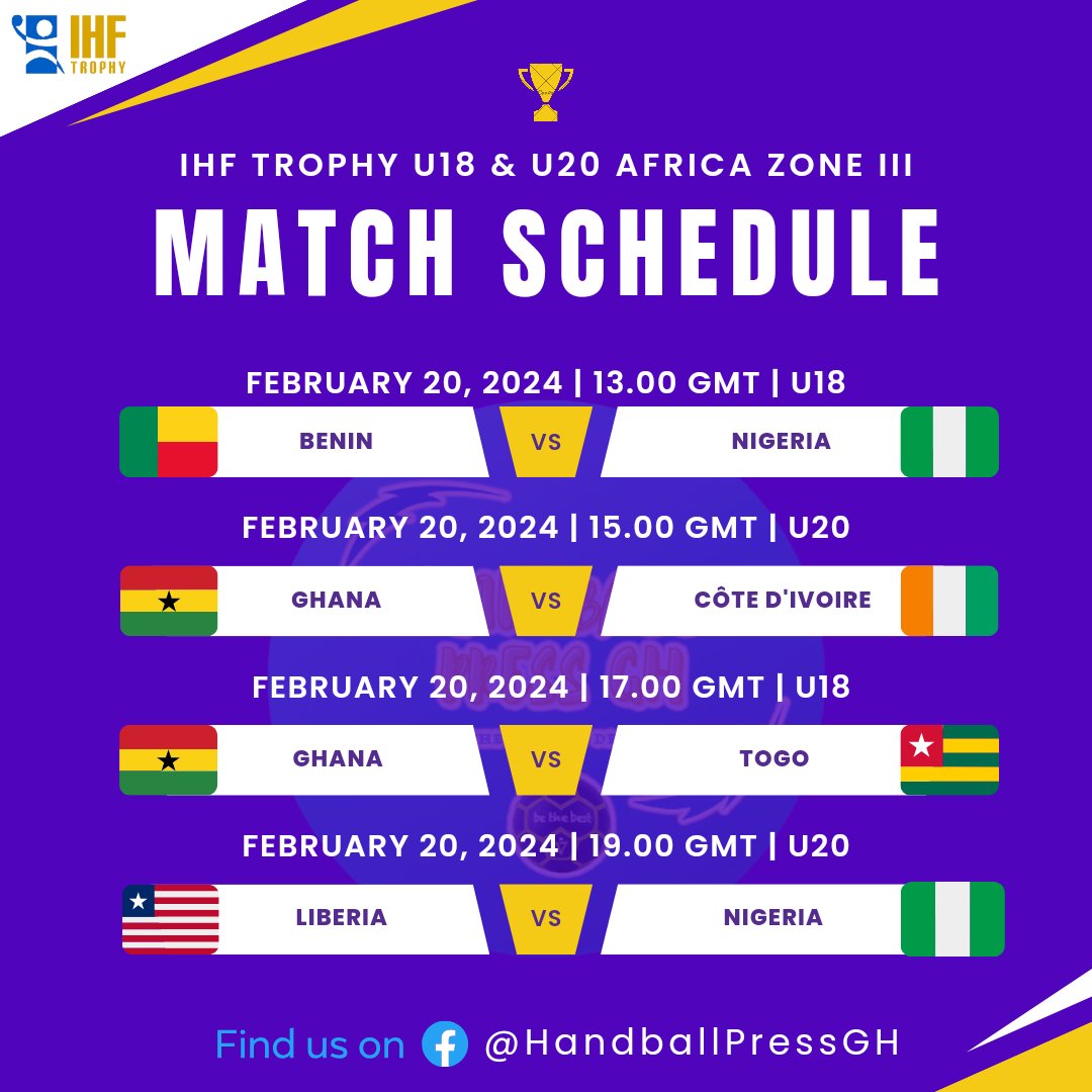 IHF TROPHY AFRICA ZONE III 🤾🏾‍♀️

Get ready to witness the intensity and skill as teams from across the region clash in today's matches.
The court is set, the players are geared up, and the stage is ready for a thrilling display of handball prowess.
Let the games begin!
#IHFTrophy