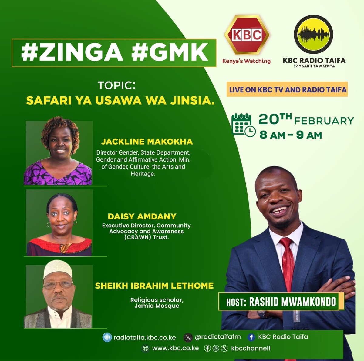 Radio programme on two-thirds gender rule aired today <a href="/KBCChannel1/">KBC Channel 1 News</a> <a href="/unwomenkenya/">UN Women Kenya</a> #Zinga #GMK