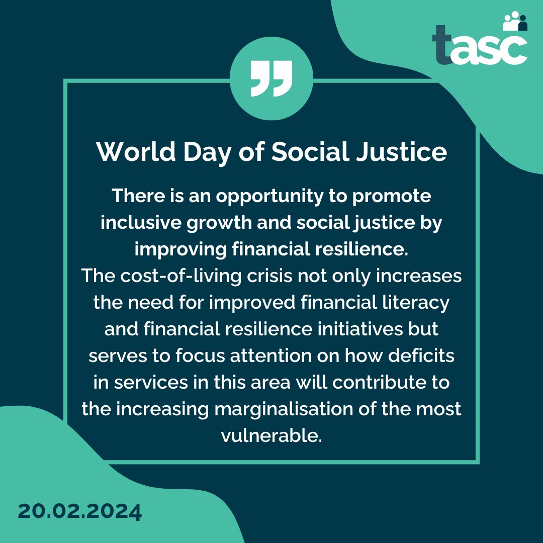 TASC celebrates the #WorldDayofSocialJustice 🌍
Join us in our commitment in creating a fairer, more inclusive world
#TASC #SocialInclusion #SocialJustice #SocialJusticeDay #FinancialLiteracy #FinancialResilience #InclusiveGrowth