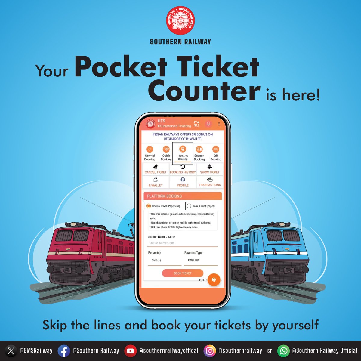 drm_tvc's tweet photo. Explore the convenience of train travel with ease! Streamline the process of purchasing your regular tickets through #UTS App for efficient online transactions. Embrace cutting-edge technology to enhance your travel experience seamlessly. #SwitchToOnline #TRAINS #SouthernRlys https://t.co/sxoWTSVIwE
