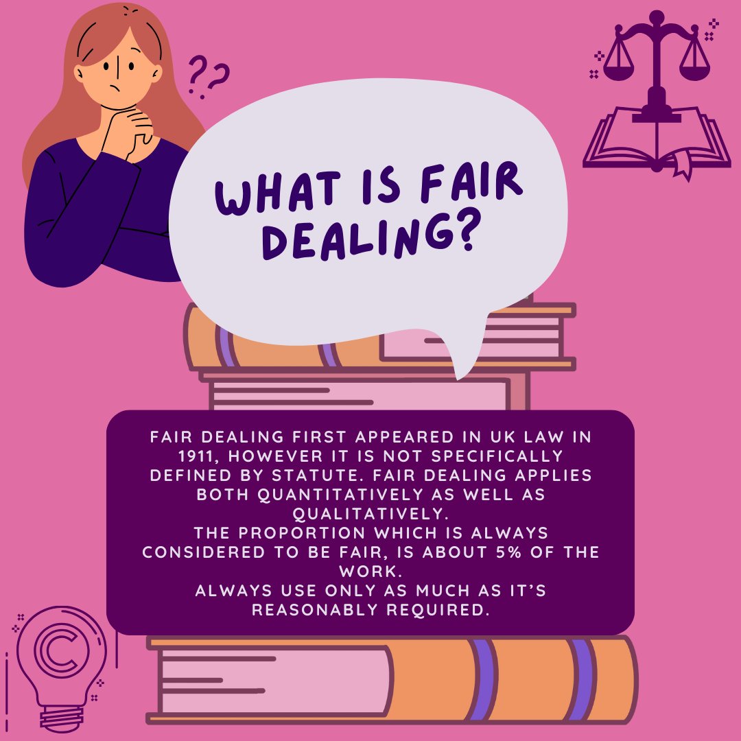 Welcome to 'fair dealing' week! If you wonder what fair dealing is, we have you covered! Have a look at the infographic below and see the Government webpage for more info! #fairdealingweek gov.uk/guidance/excep…. @NKorn @UKCopyrightLit @lborolibrary
