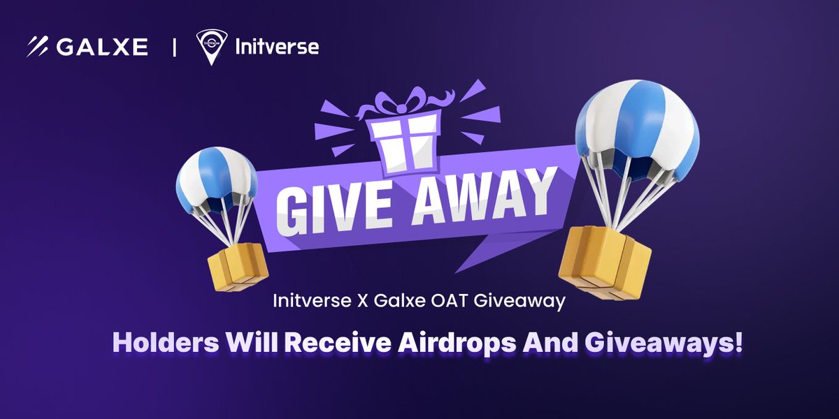 InitVerse's tweet photo. 🎉 We're thrilled to announce our collaboration with Galxe for an exclusive OAT Giveaway! 🚀 Holders of "Initverse X OAT" are in for a treat with special airdrops and giveaways!

📅 Event Schedule: February ~ until all 20,000 OAT is claimed on First come First serve basis.

💰 Oats Utility: Exclusive perks for our OAT holders, including limited-time giveaways! Keep an eye out for our X!

🚨 Important: Each Galxe account can claim only 1 OAT. Act fast and secure your special OAT for benefits within the Intella X ecosystem!

🔗 Claim Your OAT Now: [Galxe OAT Giveaway https://t.co/A1mlCG7svj

Don't miss this chance to be a part of something big! 🌐✨ #Initverse #Galxe #CryptoGiveaway #Blockchain