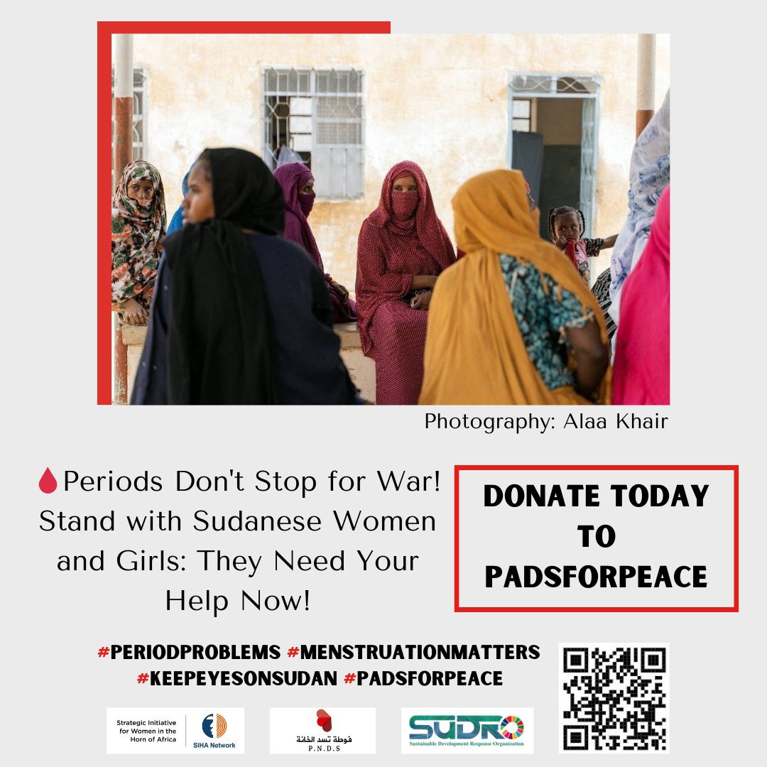 Sihanet's tweet photo. 🕊️✨ Update: #PadsforPeace Campaign ✨🕊️
As our #PadsforPeace campaign continues, we’re overwhelmed by the support pouring in for women and girls impacted by the #Sudan crisis. Your kindness is making a lasting difference! However, the journey isn't over yet. With your ongoing help, we can ensure sustainable access to menstrual products for those in need. Let's keep spreading awareness and rallying support. Thank you for your unwavering commitment! 🩸💖
🔗 https://t.co/2hboJTvMfp
🔗 https://t.co/i05CvQR8xX
#PeriodsDontStopForWar #PadsforPeace #PadforPeace #MenstrualHygiene #فوطة_سلام #KeepEyesOnSudan #SolidarityWithSudan
--------------------------------------------------------
@CmrtSd @PadneededPNDS @yassmin_a
@BSonblast @Sarajalilo @MohanadElbalal
@AyinSudan @RadioDabanga @DaysForGirls
@GirlsNotBrides @NadaWanni @rnaersawii @whrdmena @ahmedadam4sudan @SOAWR
@DWAG6 @SudaneseTc @errfnern @EmergncyLawyers @NorwayAmbSudan @Tamazuj_AR @unwomenarabic @unwomenafrica
@BBCAfrica @openDemocracy @equalitynow
@SudanTribune_EN @SudanTribune_AR @REDRESSTrust @hrw @BlackFemFund @SuraiyaZB @LSE_WPS @wellspringfdn @SRausingTrust @OpenSocietyEA @NoVoFoundation @BROT_furdiewelt