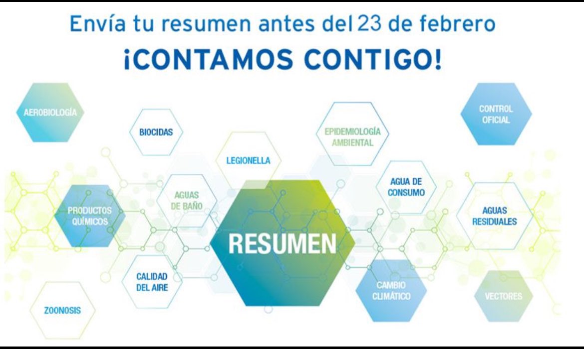 SesaTweet's tweet photo. 🔊 Recuerda: última semana de entrega de resúmenes!!
Aún llegas a tiempo, hasta el día 23 de febrero se puede participar. Últimos días!! Málaga 14-17 mayo 2024.
XVII Congreso Español y VII Iberoamericano de Salud Ambiental
 y V Jornada de la Asociación Española de Aerobiología https://t.co/DXM9jHLp1l