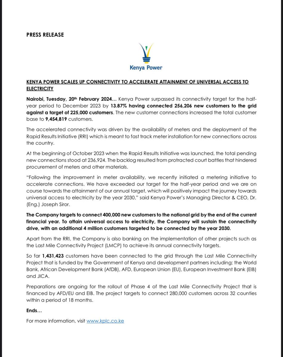 The Kenya Power & Lighting Company Plc. tweet media