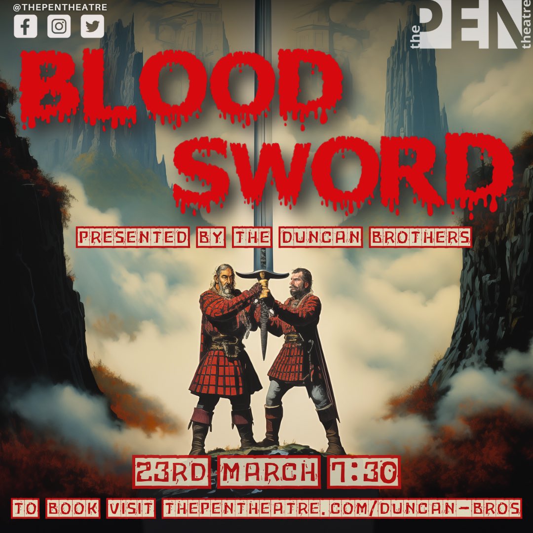 📣 NEW SHOW ANNOUNCED 📣 @BrothersDuncan present BLOOD SWORD | 23rd March, 7:30pm | ★ ★ ★ ★ ★ 'Incredible' - Three Weeks ★ ★ ★ ★ 'Extraordinary' - Scotsman | BOOK NOW > thepentheatre.com/duncan-bros | #comedyshow #fringetheatre #toppicks