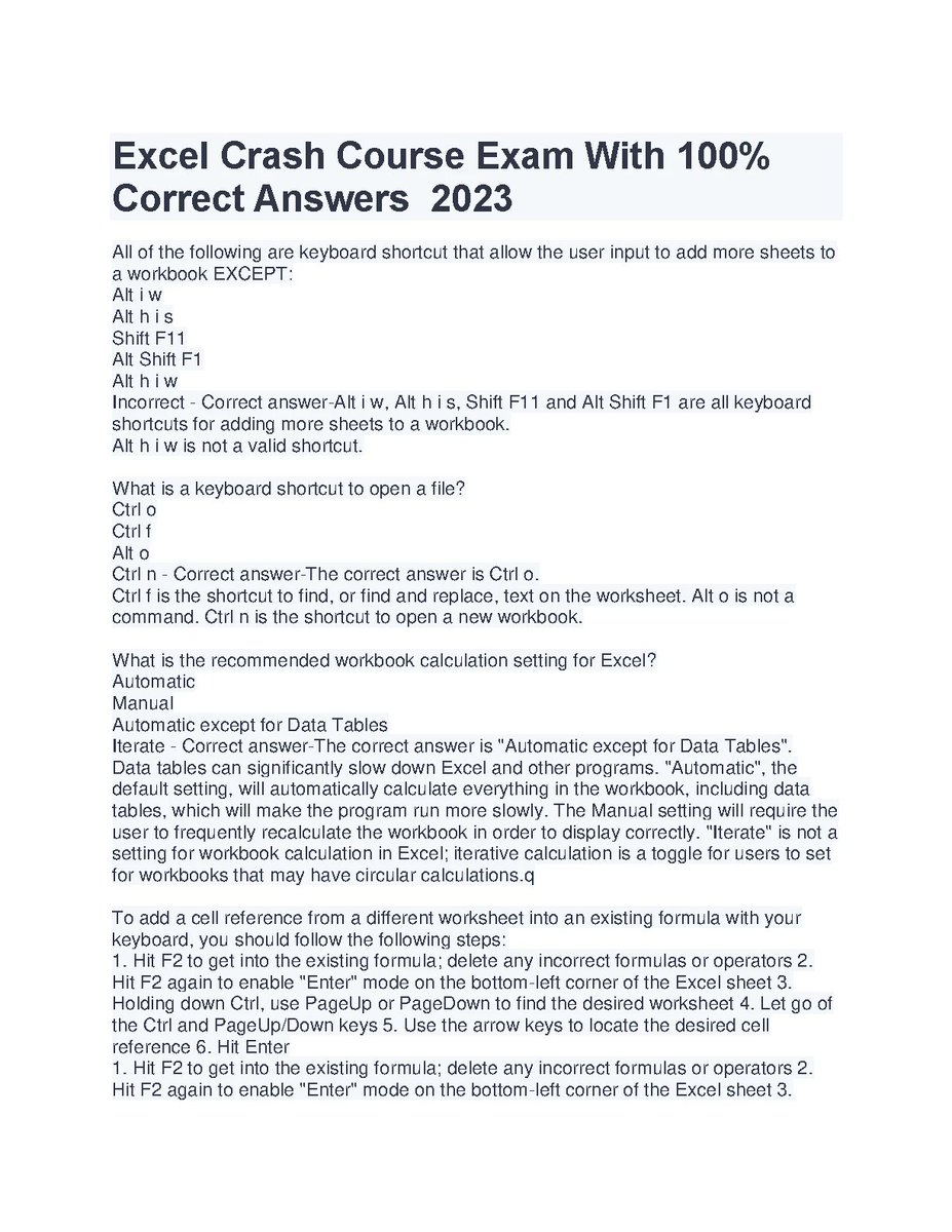 ChloeMcMil63388's tweet image. Excel Crash Course Exam With 100% Correct Answers 2023/2024
hackedexams.com/item/7588/exce…
#excelcrashcourse #hackedexams