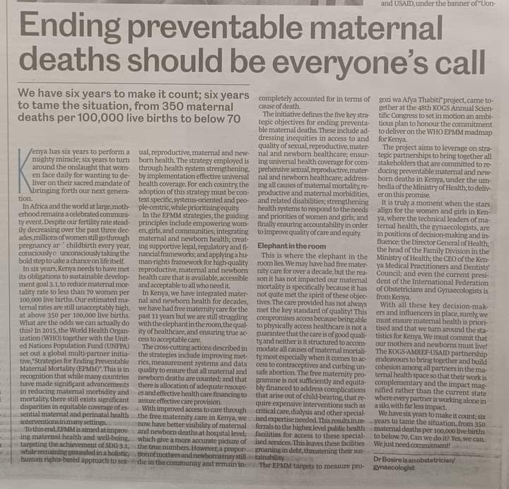 Providing a skilled birth attendant during childbirth who has the knowledge and experience to use certain strategies when they are needed is a key step to reducing mortality a.Second strategy is provision of good-quality obstetric.
<a href="/Starlight_Bo/">🌸Dr. Nelly Bosire🌸</a>
<a href="/KCOA_Official/">Kenya Clinical Officers Association</a> 
<a href="/keprecon/">KEPRECON</a>