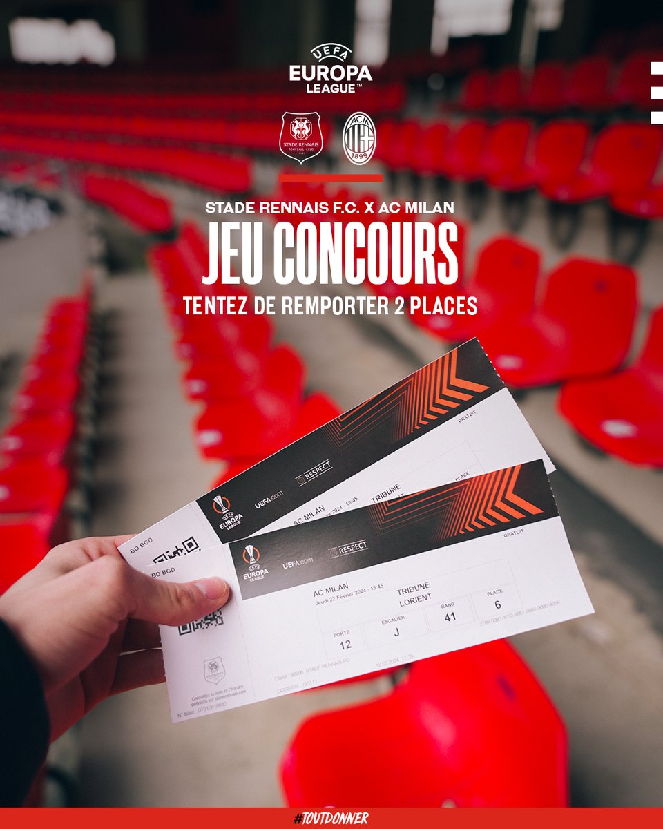 On vous fait gagner 2️⃣ places pour SRFC/AC Milan ! 🎁 Pour participer et vivre une soirée mémorable : 👉 Abonne-toi 👉 RT 👉 Mentionne un(e) ami(e) en commentaires 🏁 Fin du concours demain à 17h 📋 Règlement en bio #Roazhoneri #SRFCACM