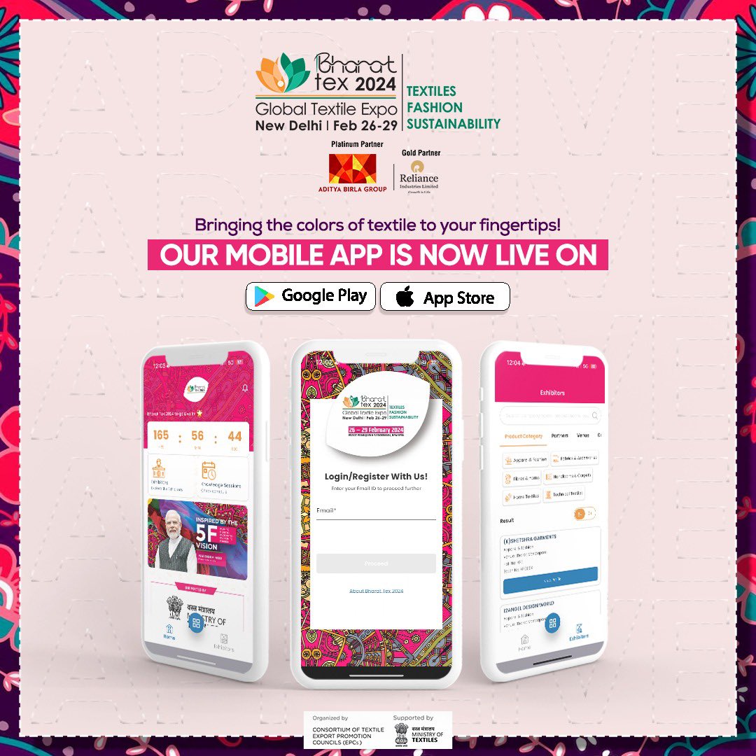 Introducing Bharat Tex 2024 App – Your gateway to cutting-edge textile solutions. Now available on the App Store and Google Play Store. Entire textile experience at your finger tips.

#mysorefashionweek #mysore #fashionweek #indianmodel #photoshoot #fashionmodel #fashionshow
