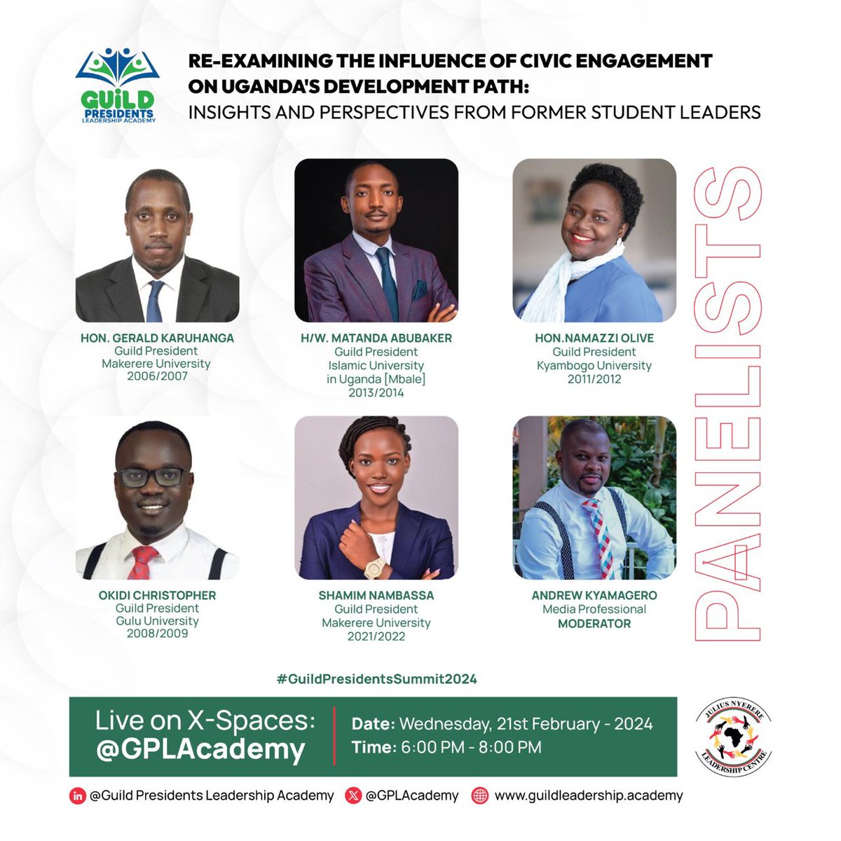 The Guild Presidents Leadership Academy, has embarked on a prestigious leadership development program aimed at equipping outgoing Guild Presidents from Higher Institutions of Learning in Uganda.