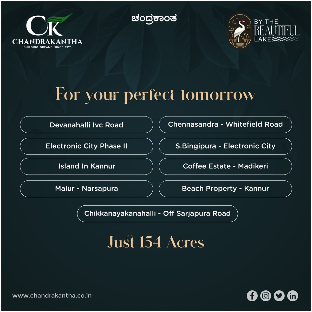 With over 150 acres of land bank currently, we're on the verge of developing some world-class plots for our dear customers.
To know more contact us.
#bythebeautifullake #chandrakanthadevelopers #2bhkvillas #3bhkvillas #lakefrontvillas #lakeview #lakefronthouse #luxuryhomes #house