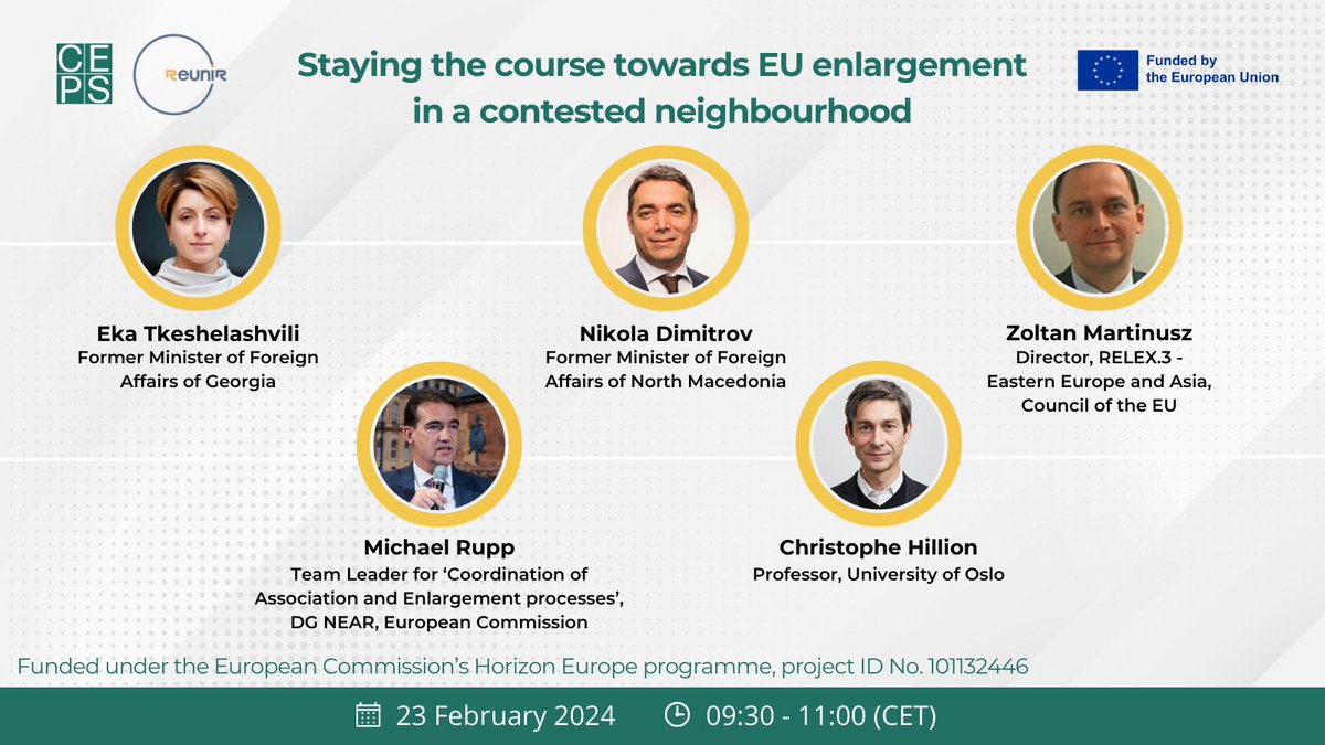 Staying the course towards EU enlargement in a contested neighbourhood. Join these star panelists at our hybrid kick-off conference on Friday. REGISTER FOR LIVESTREAM 👉 ceps.eu/ceps-events/ch…